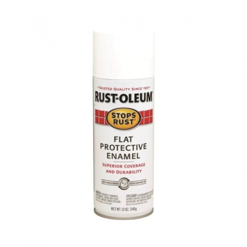 RUST-OLEUM STOPS RUST 7790830 Fast Dry Protective Enamel Spray Paint, Flat, White, 12 oz Can