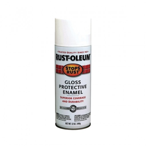 RUST-OLEUM STOPS RUST 7792830 Fast Dry Protective Enamel Spray Paint, Gloss, White, 12 oz Can