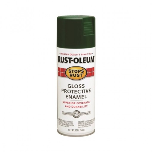 RUST-OLEUM STOPS RUST 7738830 Fast Dry Protective Enamel Spray Paint, Gloss, Hunter Green, 12 oz Can