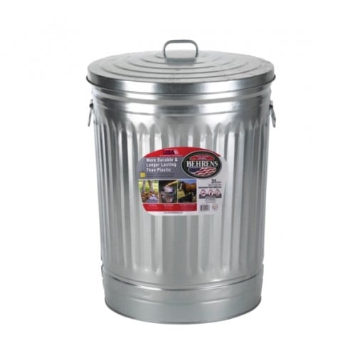 Behrens 1270 Trash Can, 31 gal Capacity, 21 in H, Steel
