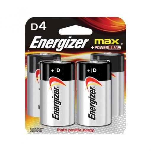 Energizer E95BP-4 Alkaline Battery, D, Zinc, Manganese Dioxide, 1.5 V