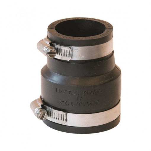 FERNCO P1056-215 Pipe Coupling, 2 x 1-1/2 in, 3.392 in L, Black