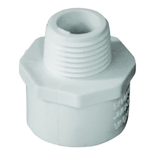 GENOVA 300 Series 30475 Reducing Adapter, 3/4 in Slip, 1/2 in MIP, White