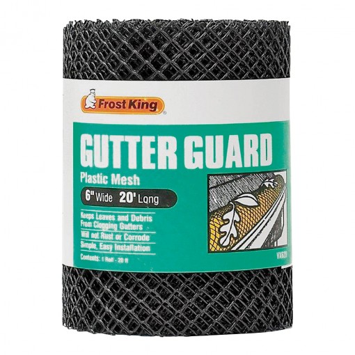 Frost King VX620 Gutter Guard, 20 ft L, 6 in W, Plastic, Black