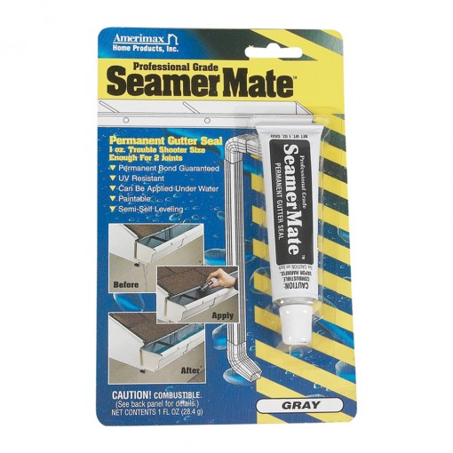 Amerimax SeamerMate 85127 Gutter Sealant, Hydrocarbon, Gray, 1 oz Tube