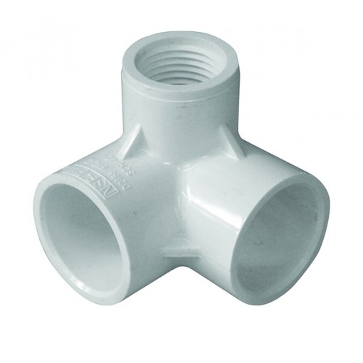 GENOVA 300 Series 33175 Pipe Elbow with Side Inlet, 3/4 in Slip, 1/2 in FIP, 90 deg, White