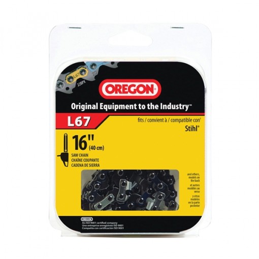 Oregon L67 Chainsaw Chain, 3/16 in File, 16 in L Bar, Steel