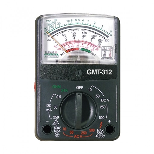 GB GMT-312 Analog Multimeter, AA Battery, Analog Display, Black