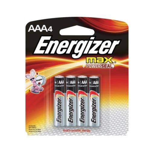 Energizer E92BP-4 Alkaline Battery, AAA, Zinc, Manganese Dioxide, 1.5 V