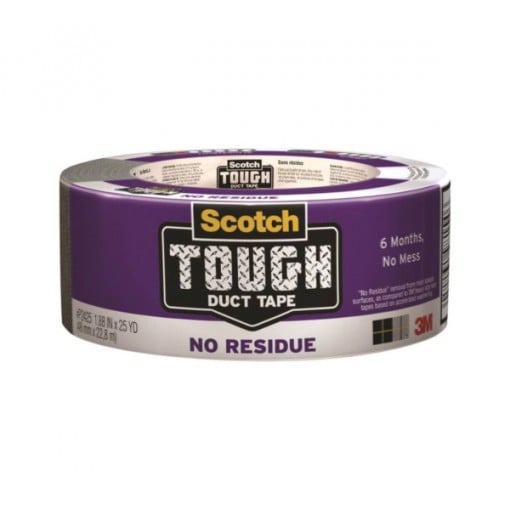 Scotch P2425 No Residue Tough Duct Tape, 25 yd L, 1.88 in W, Gray