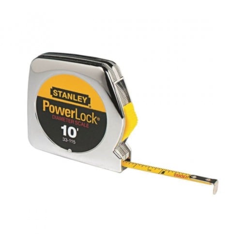 STANLEY 33-115 Pocket Measuring Tape, 10 ft L x 1/4 in W Blade, Steel Blade, Chrome