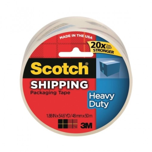 Scotch 3850 Heavy-Duty Packaging Tape, 54.6 yd L, 1.88 in W, 3.1 mil Thick, Hot Melt Adhesive, Clear