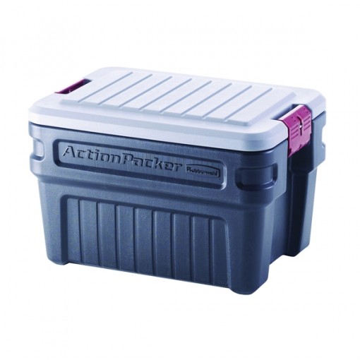 Rubbermaid ActionPacker RMAP240000 Storage Box, 24 gal Capacity, Plastic, Black
