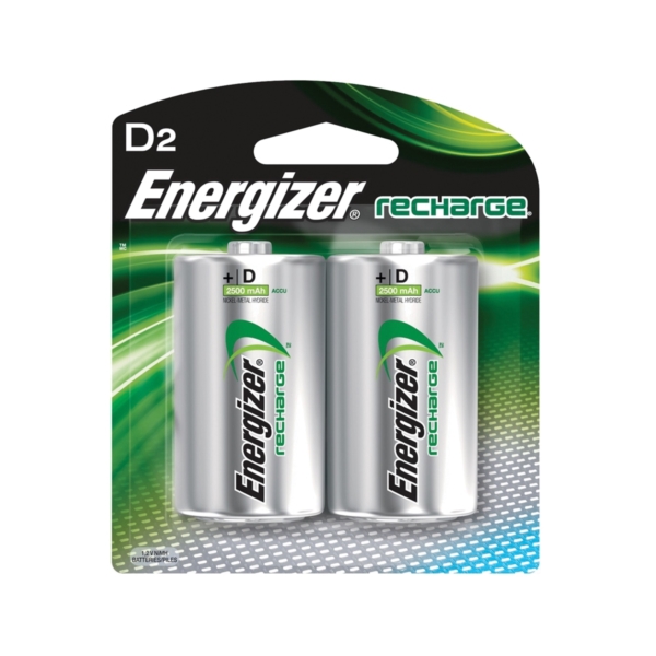 Energizer NH50BP2 Rechargeable Battery, D, NickelMetal Hydride, 1.2 V