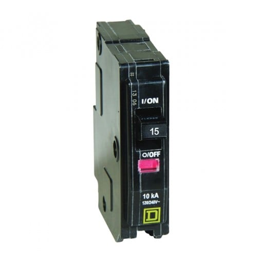 Square D QO QO115C Miniature Circuit Breaker, 120/240 VAC, 48 VDC, Thermal Magnetic Trip, Plug-In Mounting