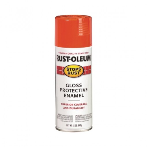 RUST-OLEUM STOPS RUST 214084 Fast Dry Protective Enamel Spray Paint, Gloss, Orange, 12 oz Can