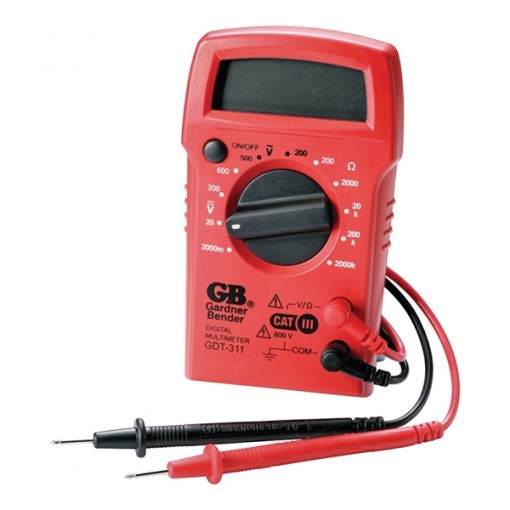 GB GDT-311 Digital Multimeter, Battery, LCD Display, Red