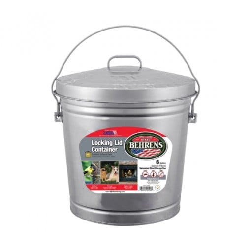 Behrens 6106 KIT Locking Lid Can, 6 gal Capacity, 14 in H, Galvanized Steel, Silver