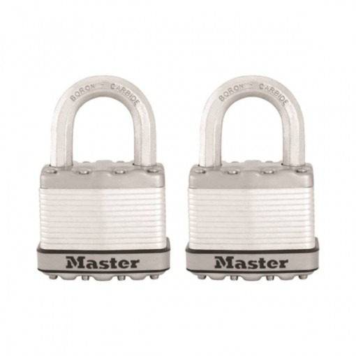 Master Lock Magnum M5XT Keyed Padlock, 2 in W Body, 1 in H Shackle, Stainless Steel