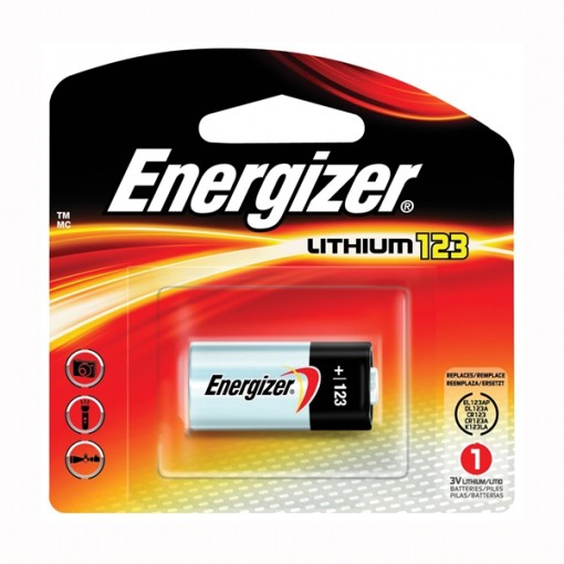 Energizer EL123AP Series EL123APBP Lithium Battery, Lithium, Manganese Dioxide, 1500 mAh