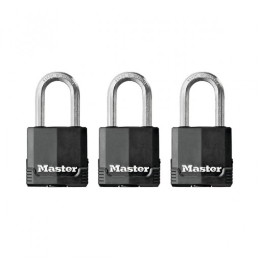 Master Lock Magnum M115XTRILF Keyed Padlock, 1-7/8 in W Body, 1-1/2 in H Shackle, Stainless Steel