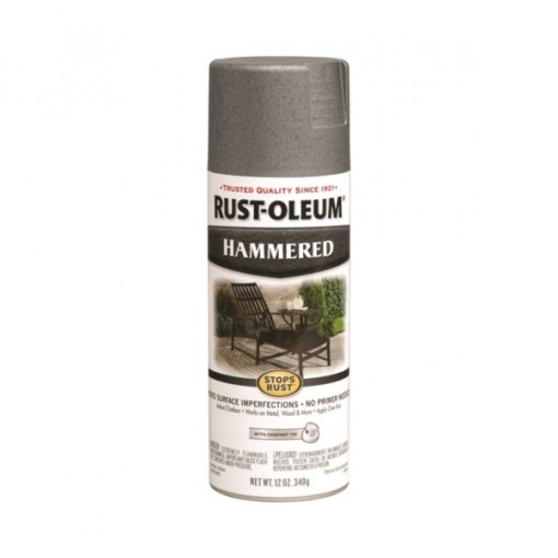 RUST-OLEUM STOPS RUST 7214830 Fast Dry Spray Paint, Hammered, Gray, 12 oz Can