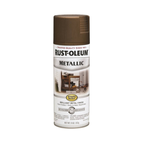 Rust-Oleum 7274830-3PK Stops Rust Metallic Spray Paint, 11 oz, Antique  Brass, 3 Pack 