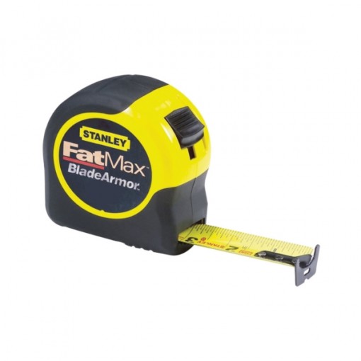 STANLEY 33-730 Measuring Tape, 30 ft L x 1-1/4 in W Blade, Steel Blade, Black/Yellow