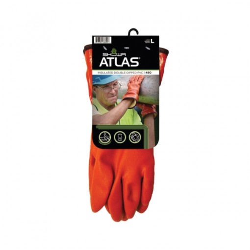 ATLAS 460L-09.RT Insulated Coated Gloves, L, Cotton Lining, PVC, Orange