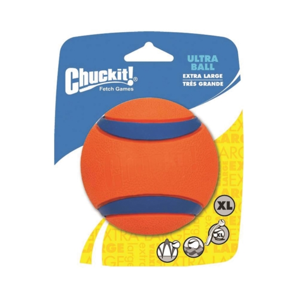 blue and orange dog ball