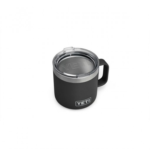 YETI Rambler YRAM14BK Mug with Lid, 14 oz Capacity, Triple-Grip Handle, Stainless Steel, Black