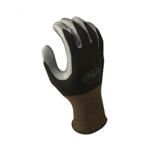 ATLAS 370BS-06.RT High-Flexibility Protective Gloves, S, Nylon Lining, Nitrile, Black/Gray