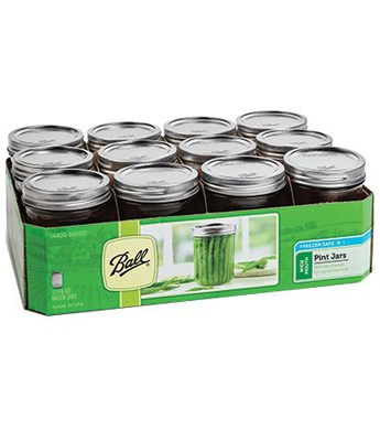 Ball Wide-Mouth Mason Jars with Closures, 1 pt., 12 pk.
