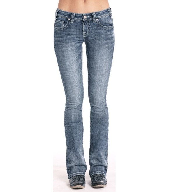 Rock & Roll Cowgirl Rival Low Rise Light Wash Bootcut Jeans, W6-8735