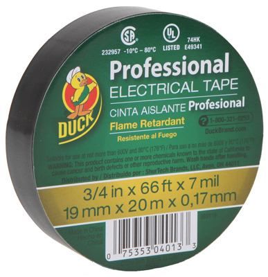 Duck Professional Electrical Tape, Black, 3/4-In. x 66-Ft. - Wilco Farm ...