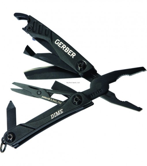 GERBER Dime 31-001134 Multi-Tool, 4-1/4 in L Open, Black Handle