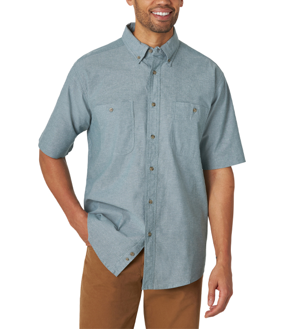 Wrangler Rugged Wear Short Sleeve Advanced Comfort Chambray Button Down  Shirt, RWDS1 - Wilco Farm Stores