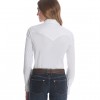 Wrangler Ladies White Long Sleeve Solid Shirt, LW1001W