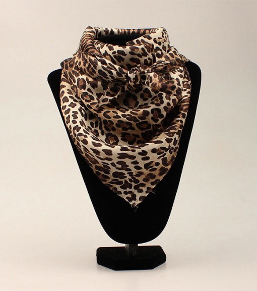 M&F Leopard Print Silk Wild Rag Scarf 33", 0906802