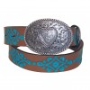 Justin Girls The Hope Brown Belt Oval Heart Buckle, C30220
