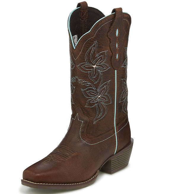 justin women's floral embroidered western boots
