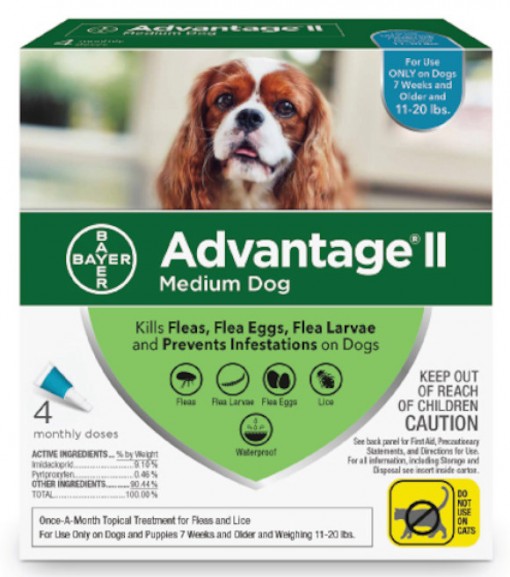 Advantage II for Medium Dogs, 4 pack