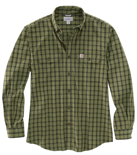 Carhartt Original Fit Chambray Long-Sleeve Plaid Shirt Brown 104447 New