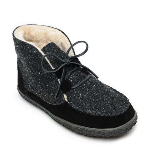 Minnetonka Ladies Torrey Lace Up Black Slippers, 40140