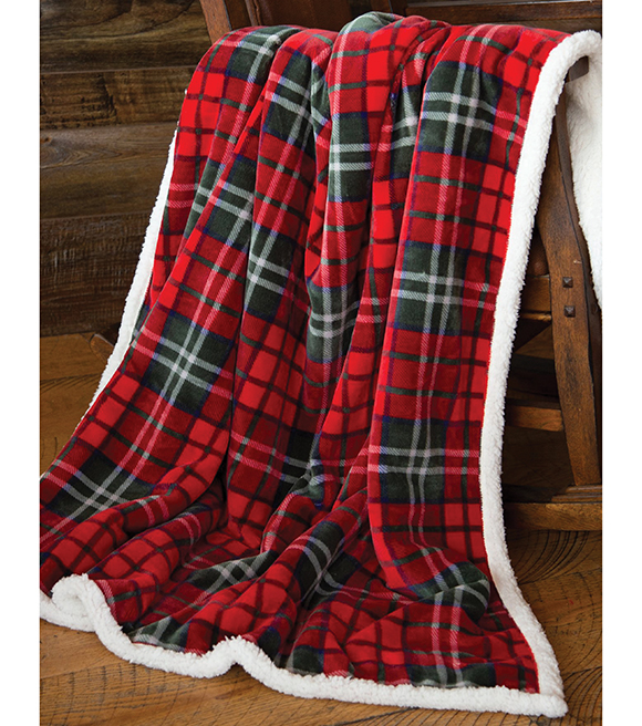 Carstens Holiday Fleece Plush Plaid Throw Blanket, JP822 ...