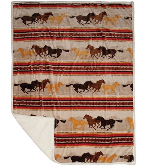 Carstens Wrangler Running Horses Throw Blanket, JW196