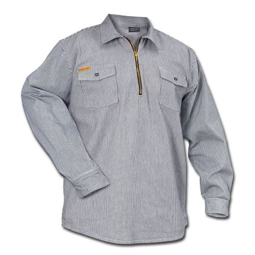 Prison Blues Men's Long Sleeve Half-Zip Hickory Logger Shirt