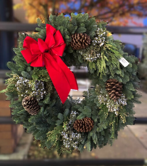 Fresh Holiday Noble Fir Wreath, 24" with 18" ring