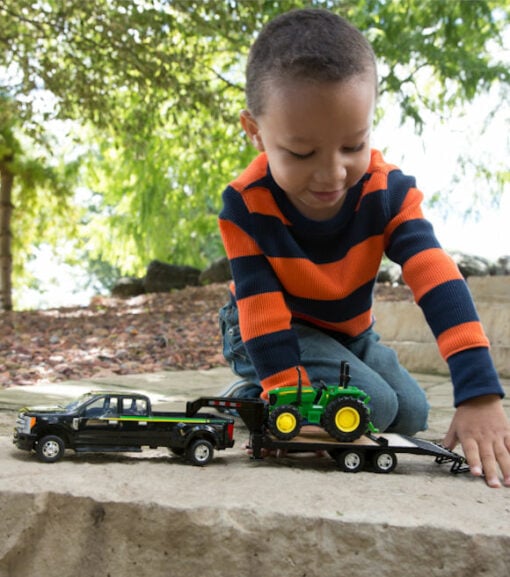 Ford F-350 Truck and Trailer with John Deere Tractor