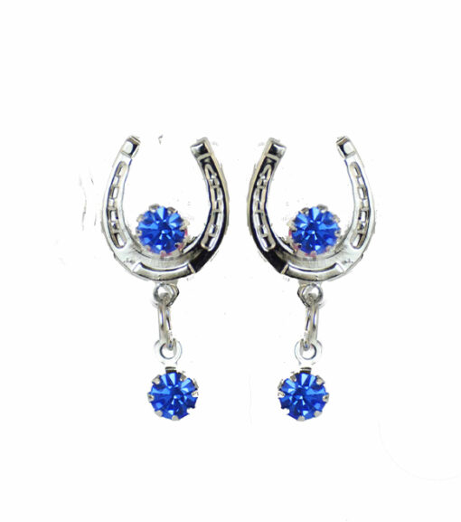 The Finishing Touch of Kentucky Horseshoe Blue Crystal Drop Post Earrings, HER6103